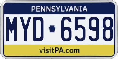 PA license plate MYD6598