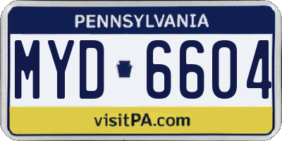 PA license plate MYD6604