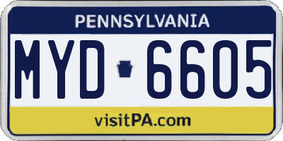 PA license plate MYD6605