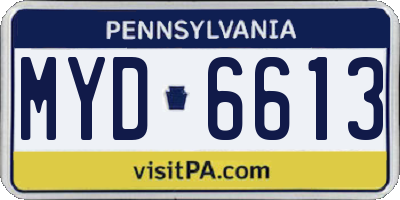 PA license plate MYD6613