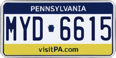 PA license plate MYD6615