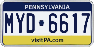 PA license plate MYD6617