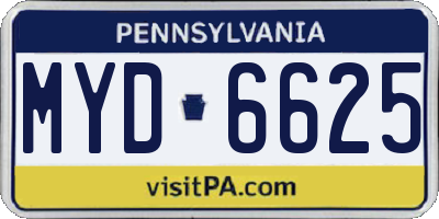 PA license plate MYD6625