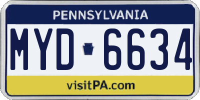 PA license plate MYD6634