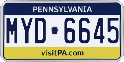PA license plate MYD6645