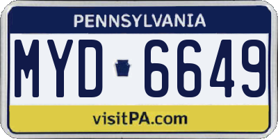 PA license plate MYD6649