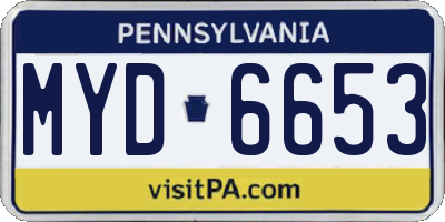 PA license plate MYD6653