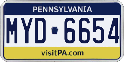 PA license plate MYD6654