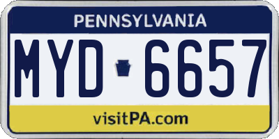 PA license plate MYD6657