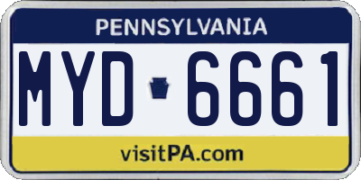 PA license plate MYD6661