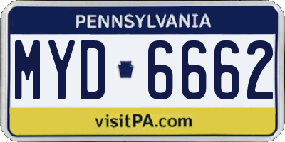 PA license plate MYD6662