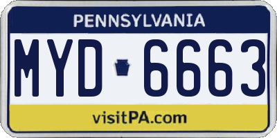 PA license plate MYD6663