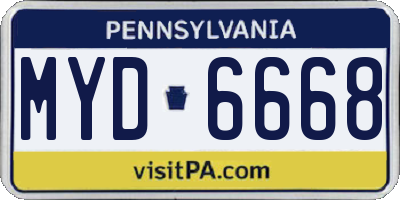 PA license plate MYD6668