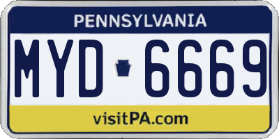 PA license plate MYD6669