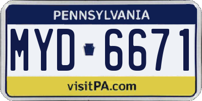 PA license plate MYD6671