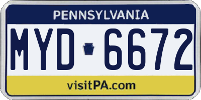 PA license plate MYD6672