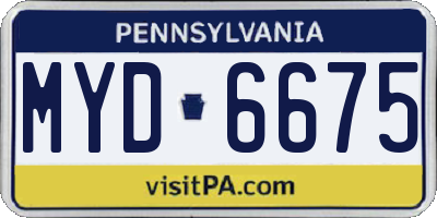 PA license plate MYD6675