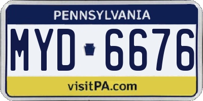 PA license plate MYD6676
