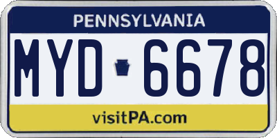 PA license plate MYD6678