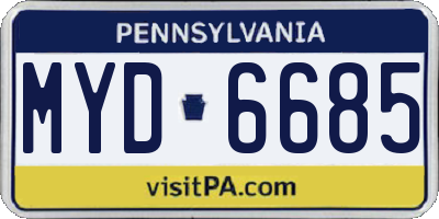PA license plate MYD6685