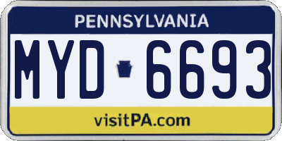 PA license plate MYD6693