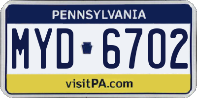 PA license plate MYD6702