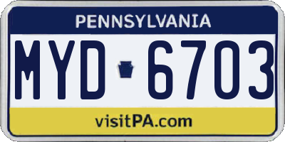 PA license plate MYD6703
