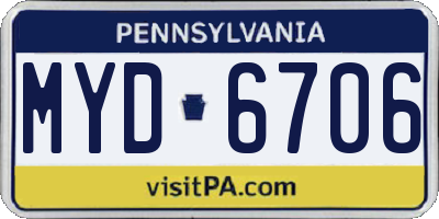 PA license plate MYD6706