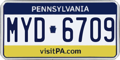 PA license plate MYD6709