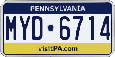 PA license plate MYD6714