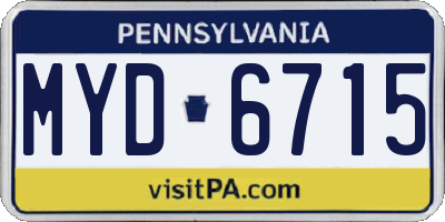 PA license plate MYD6715