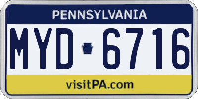 PA license plate MYD6716