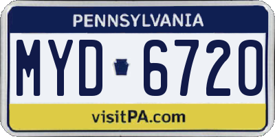 PA license plate MYD6720