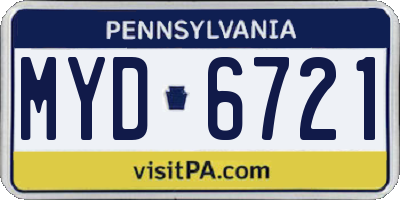 PA license plate MYD6721