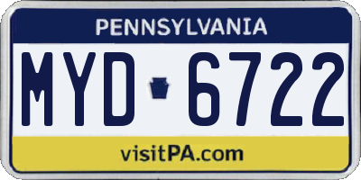 PA license plate MYD6722