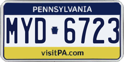 PA license plate MYD6723