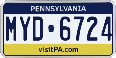 PA license plate MYD6724