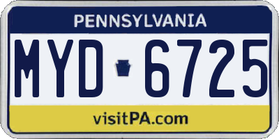 PA license plate MYD6725