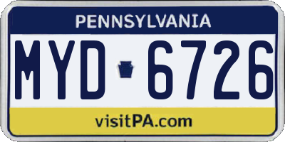 PA license plate MYD6726