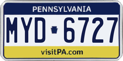 PA license plate MYD6727