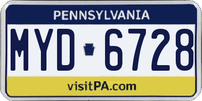 PA license plate MYD6728