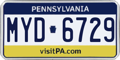 PA license plate MYD6729