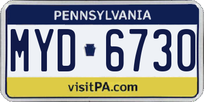 PA license plate MYD6730