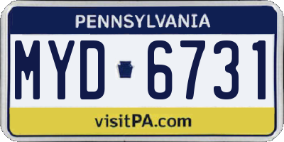 PA license plate MYD6731