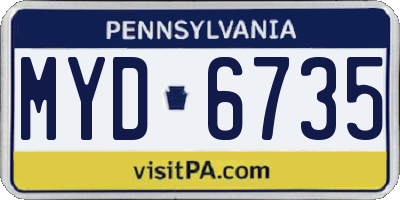 PA license plate MYD6735