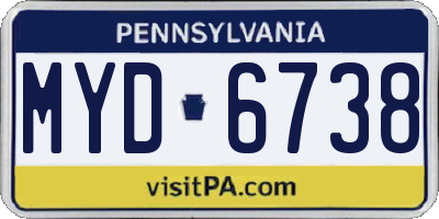 PA license plate MYD6738