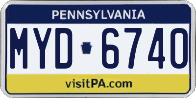 PA license plate MYD6740