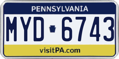 PA license plate MYD6743