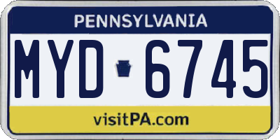 PA license plate MYD6745