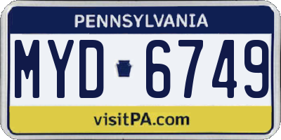 PA license plate MYD6749